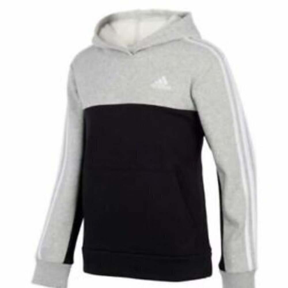 Adidas Boys Youth Hoodie Gray Black Large 14-16 Pullover Sports Youth Pullover